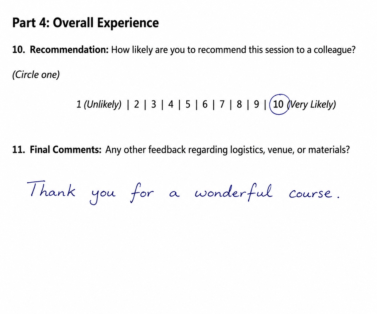 Training feedback