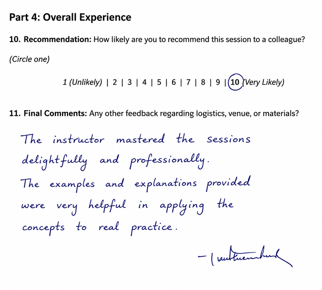 Training feedback